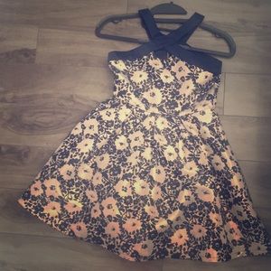 Black navy and gold dress